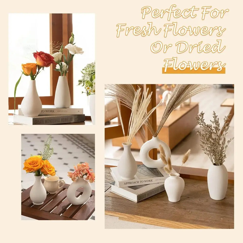 Set of 8 Mini Ceramic Bud Vases