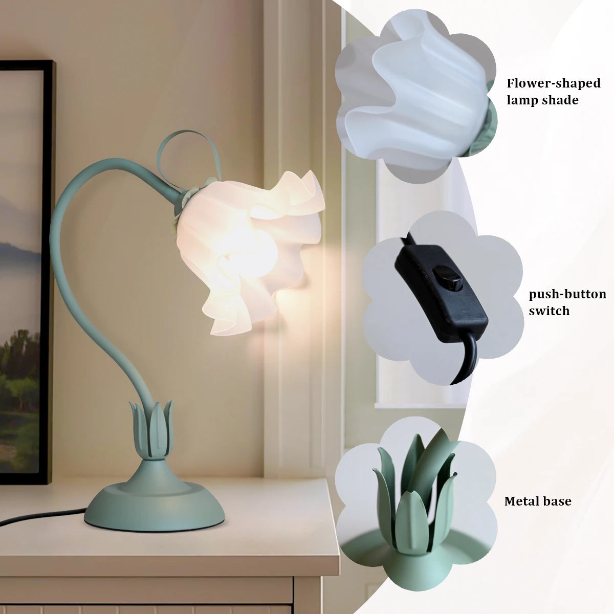 Vintage Flower Bedside Lamp