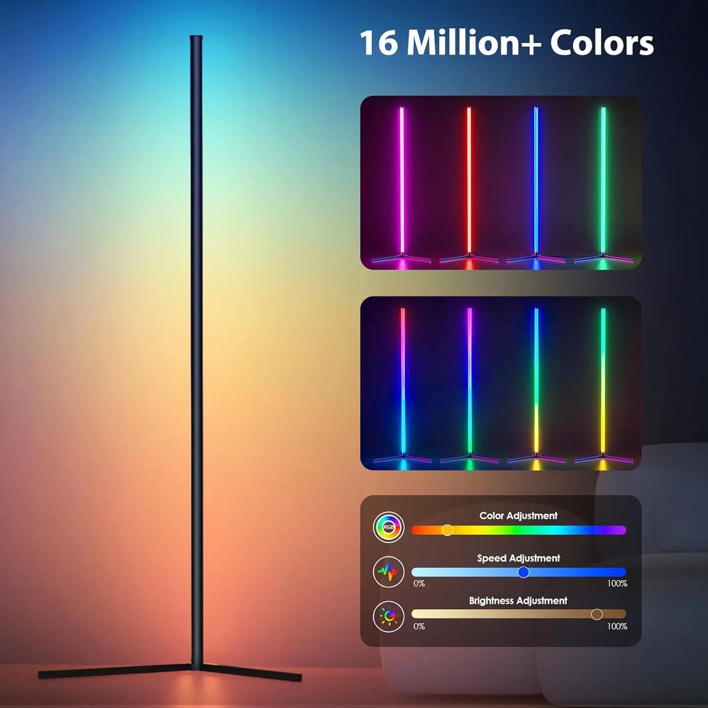 Smart RGB LED Corner Floor Lamp