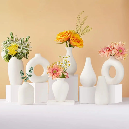 Set of 8 Mini Ceramic Bud Vases