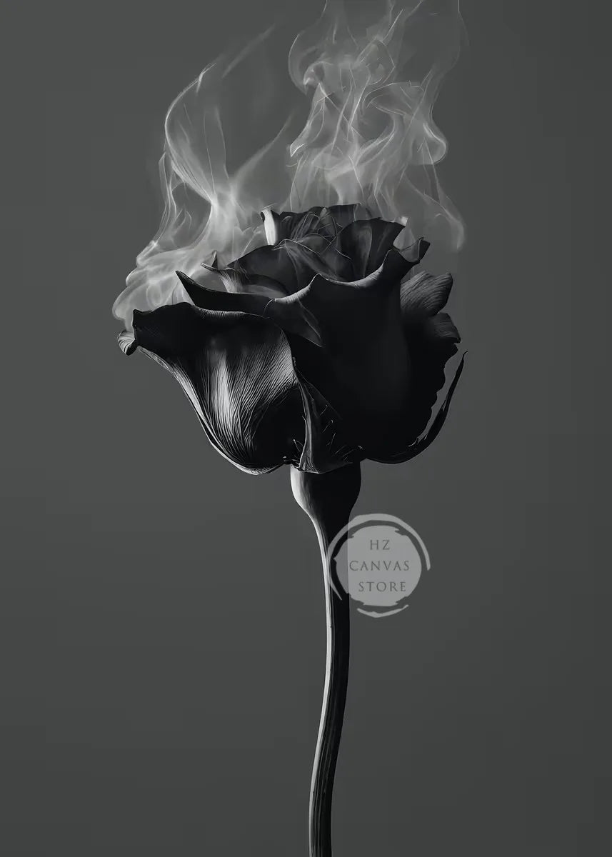 Monochrome Burning Rose & Calla Lily Art