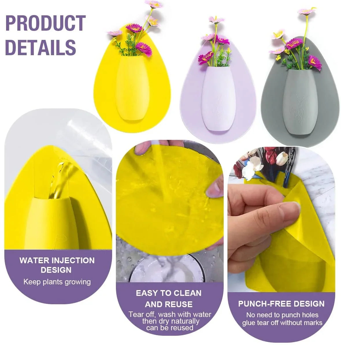 Self-Adhesive Silicone Flower Vase