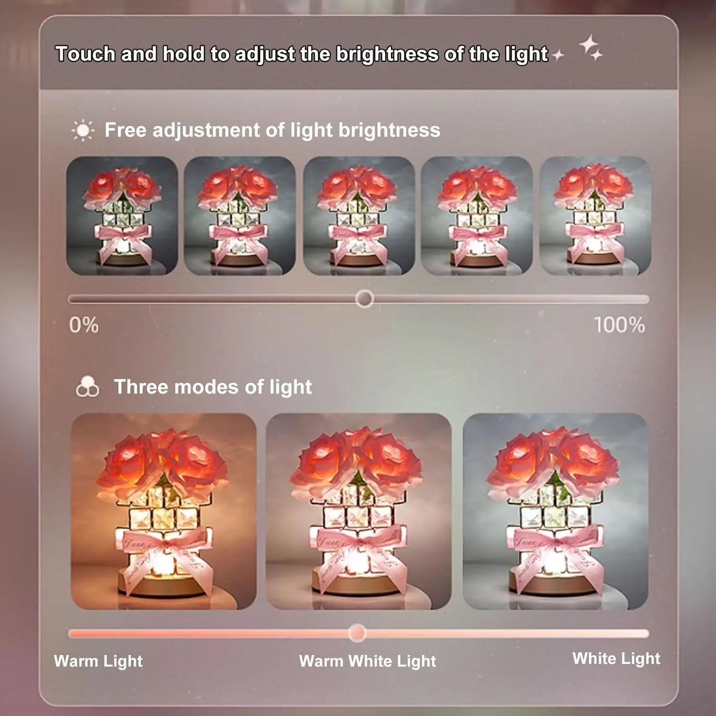 Crystal Rose Rechargeable Lamp