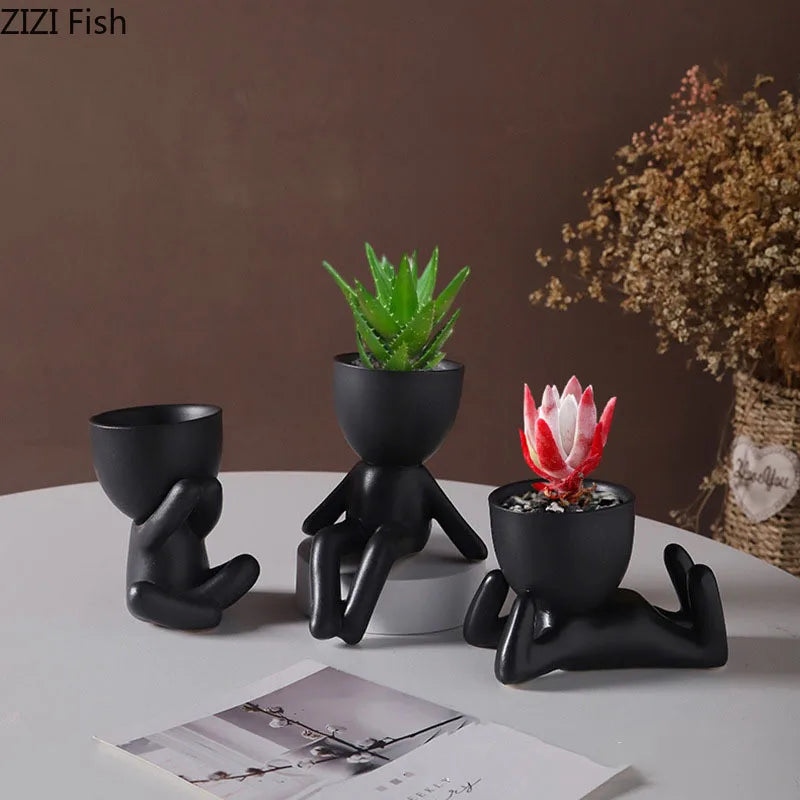 minimalist art figure planter