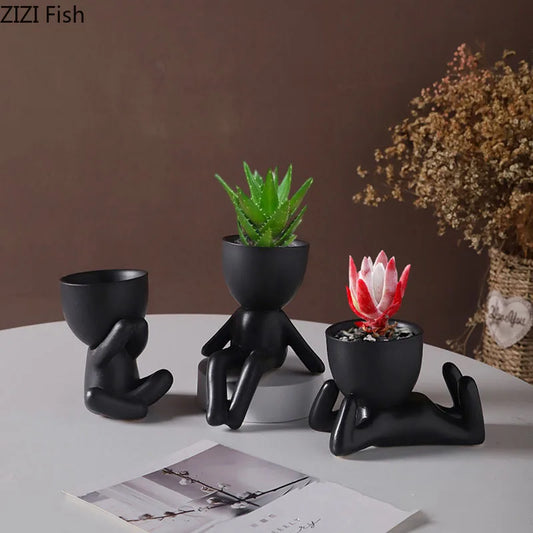 minimalist art figure planter