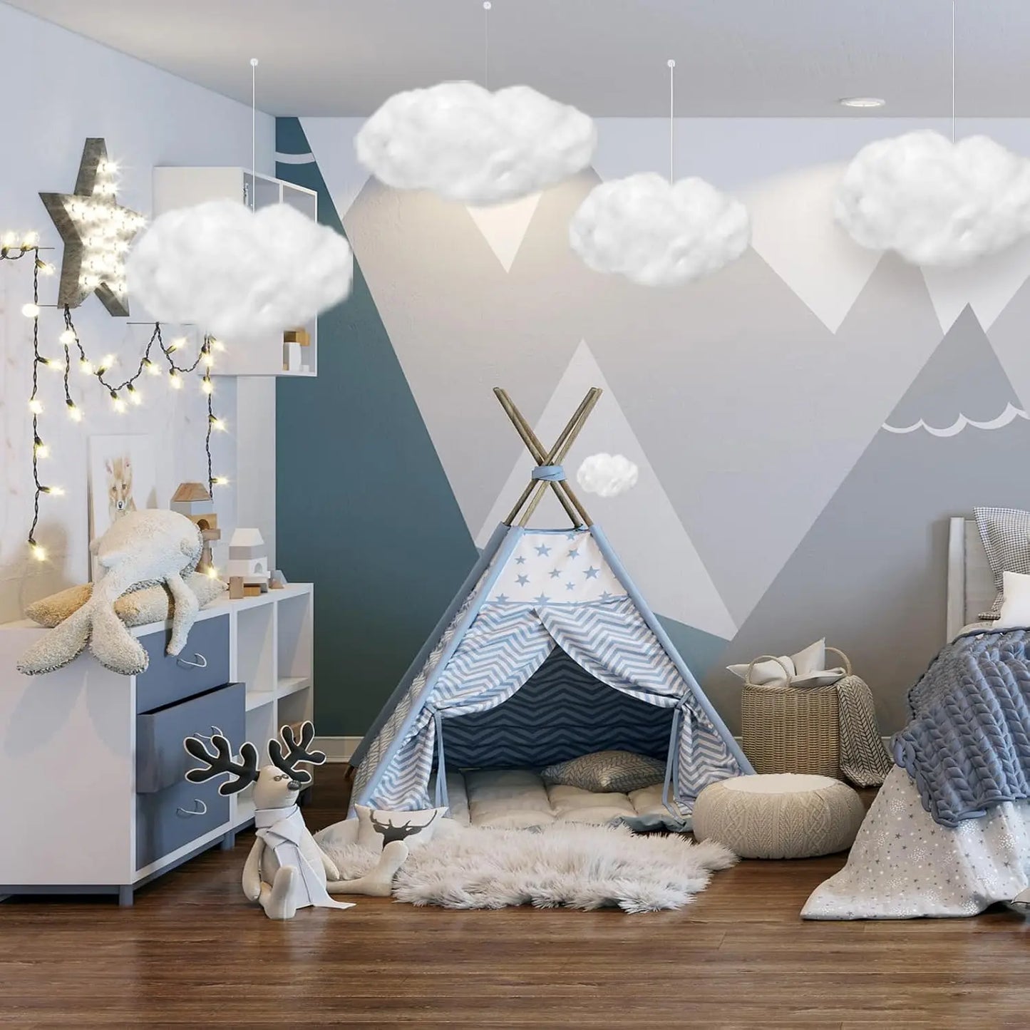 9Pcs Artificial 3D Cotton Clouds