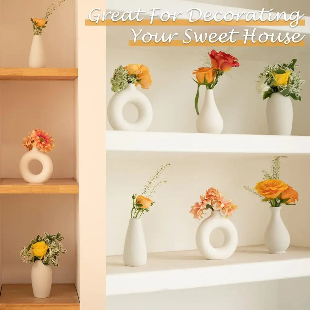 Set of 8 Mini Ceramic Bud Vases