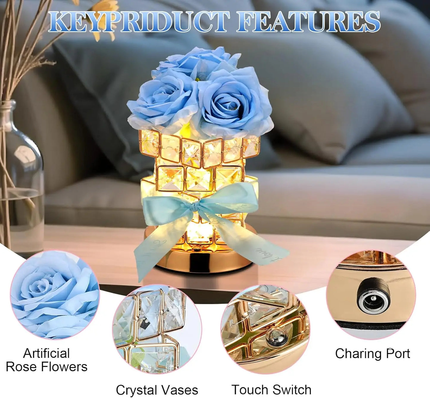 Crystal Rose Rechargeable Lamp