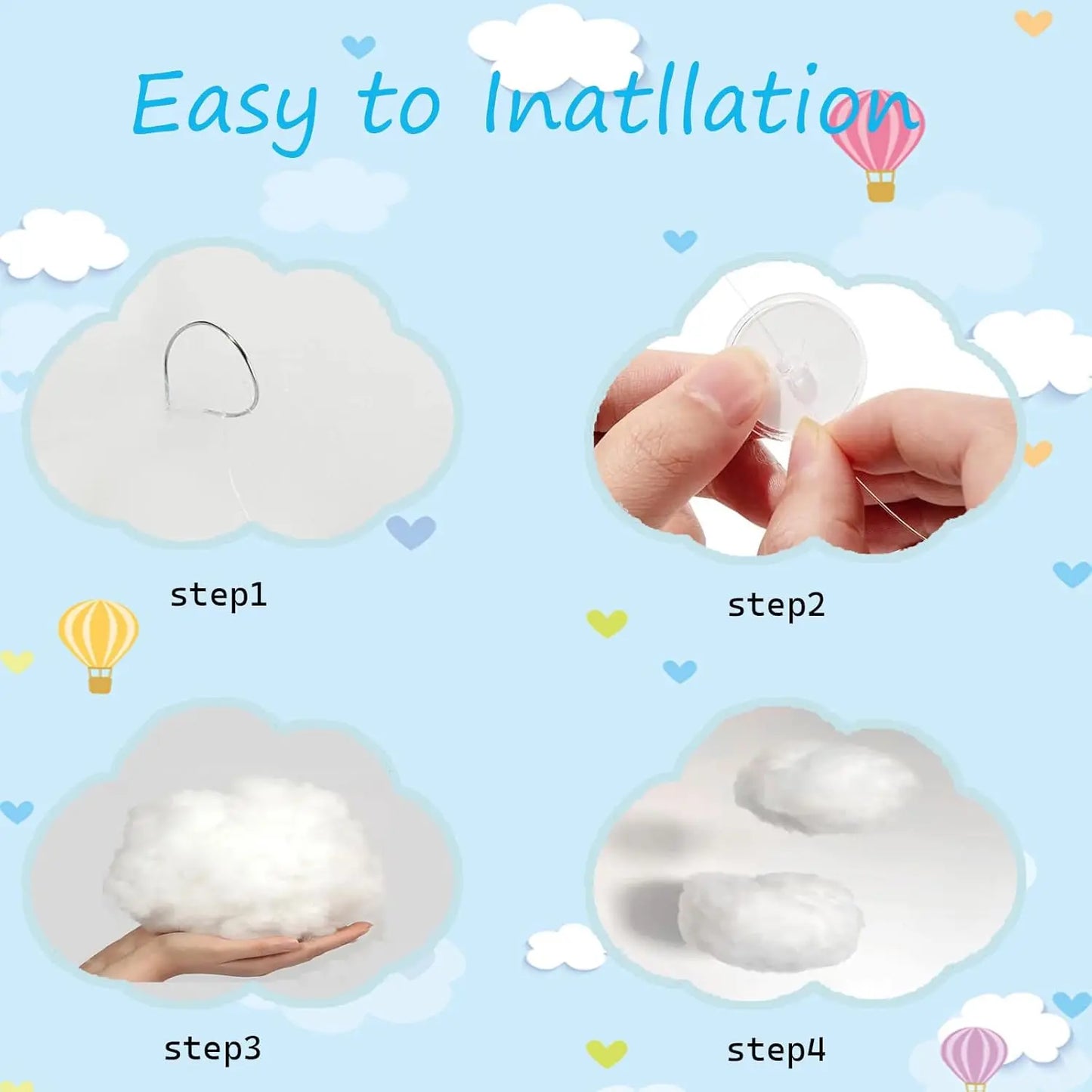 9Pcs Artificial 3D Cotton Clouds