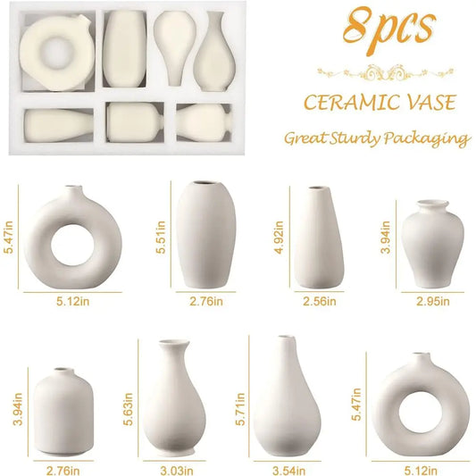 Set of 8 Mini Ceramic Bud Vases