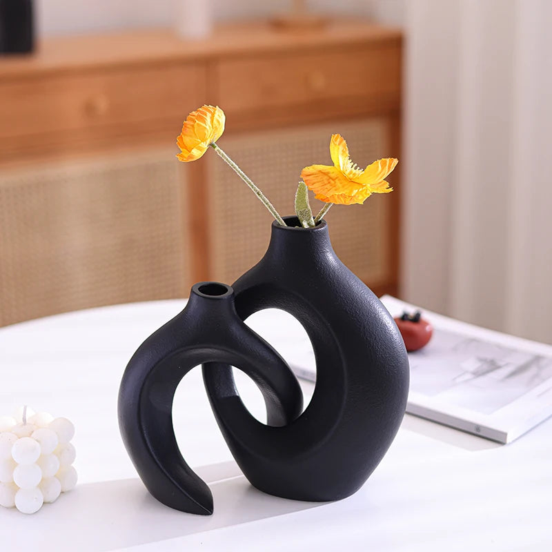 Elegant 2-Piece Ceramic Art Vase Set - Minimalist Home Decor