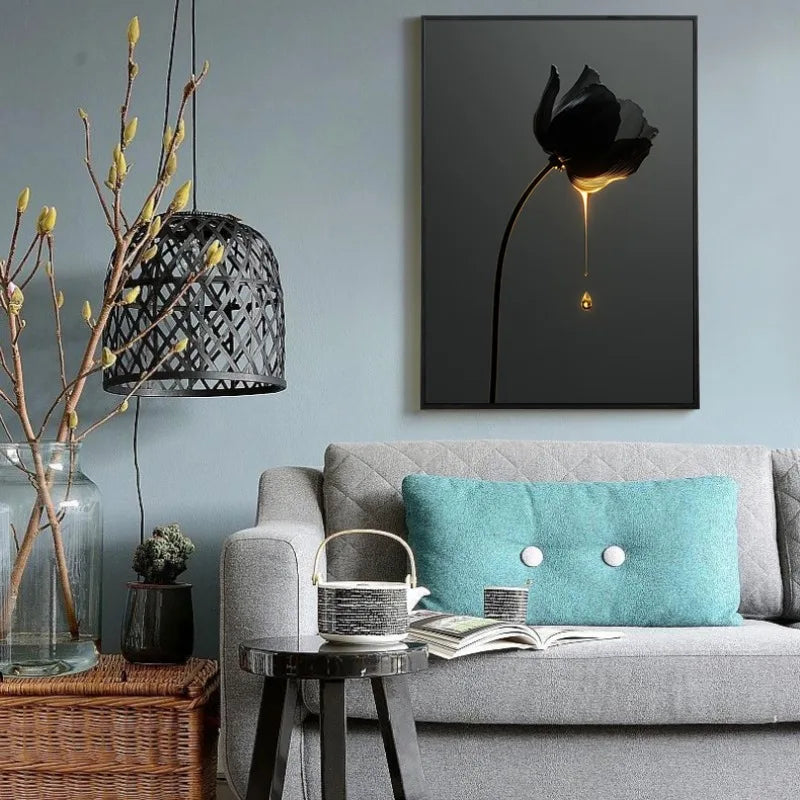 Monochrome Burning Rose & Calla Lily Art