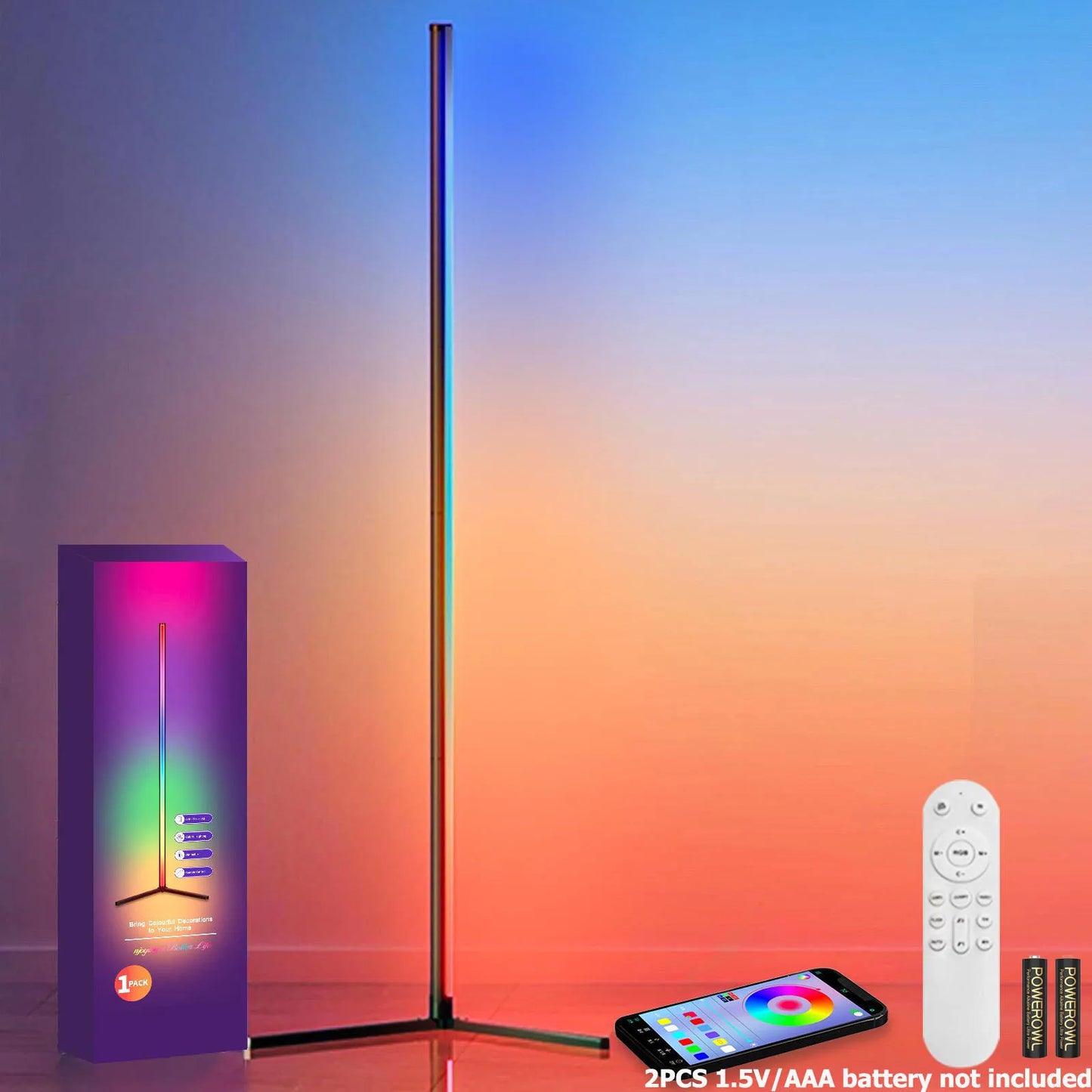 Smart RGB LED Corner Floor Lamp