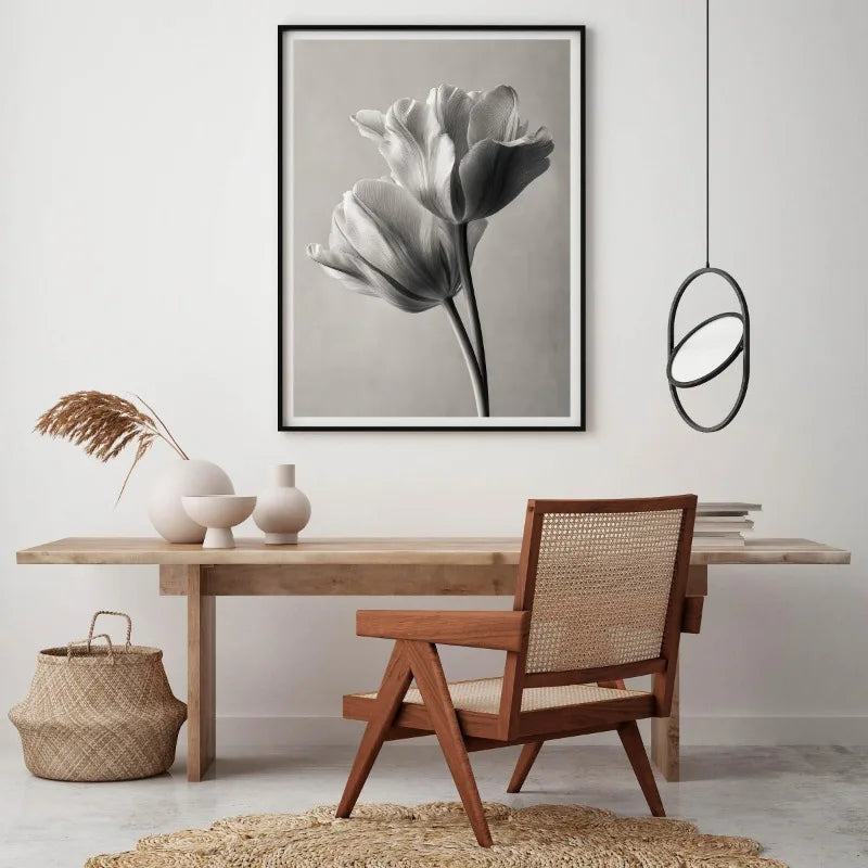 Monochrome Burning Rose & Calla Lily Art