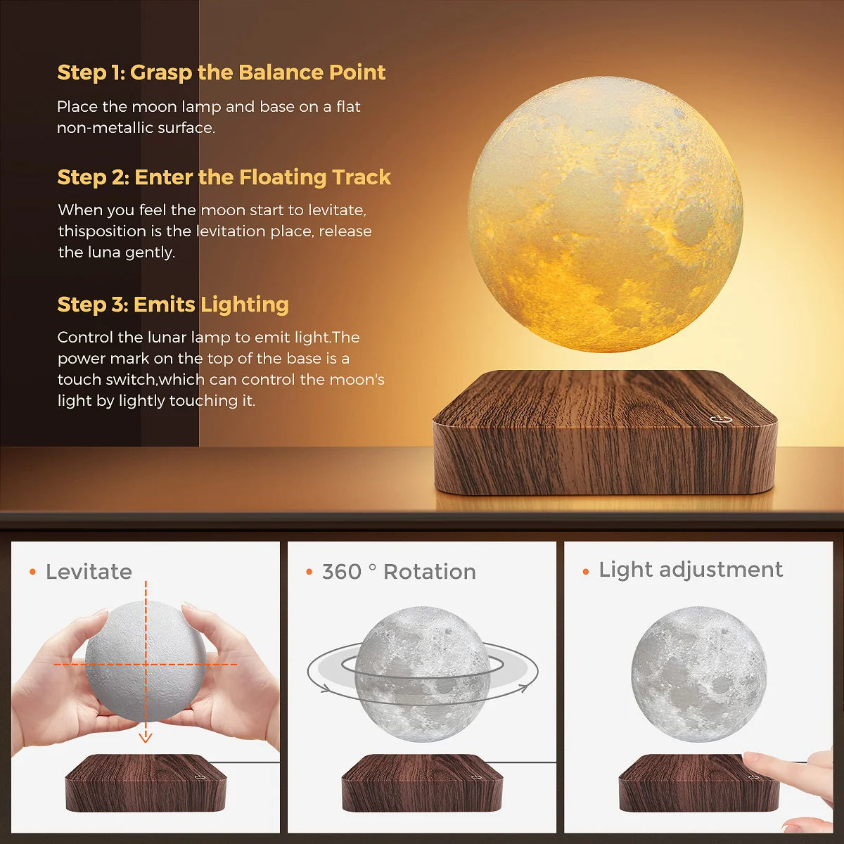 Levitating Galaxy Moon Lamp