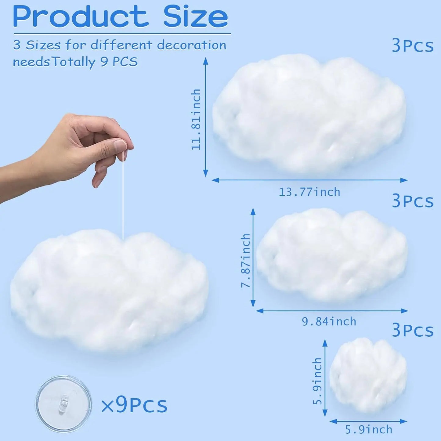 9Pcs Artificial 3D Cotton Clouds