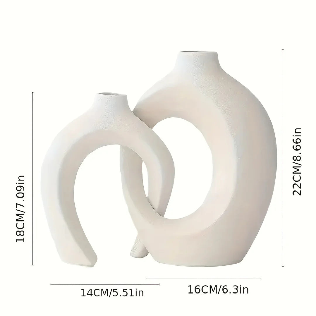 Elegant 2-Piece Ceramic Art Vase Set - Minimalist Home Decor