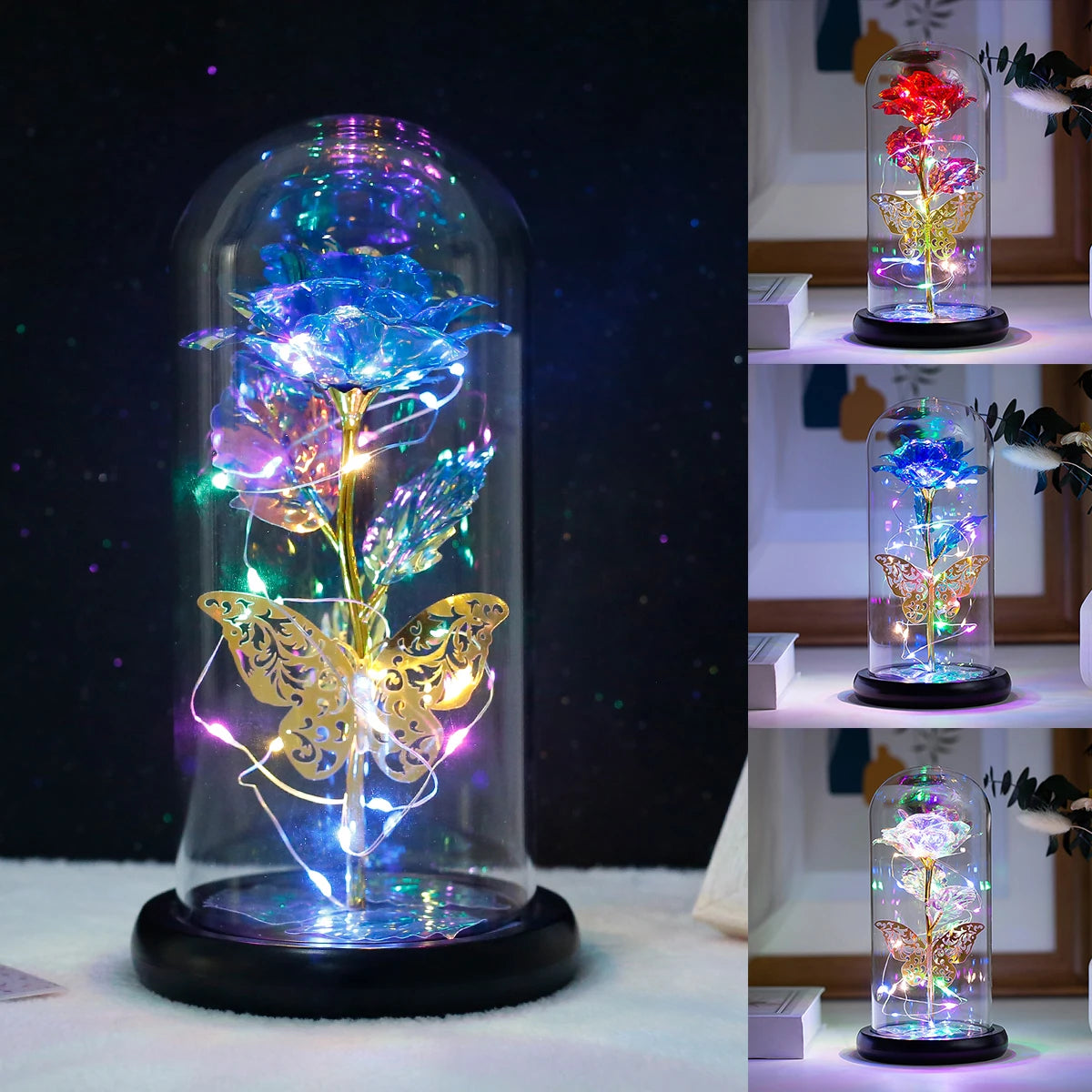 Enchanted Rose & Butterfly Lamp