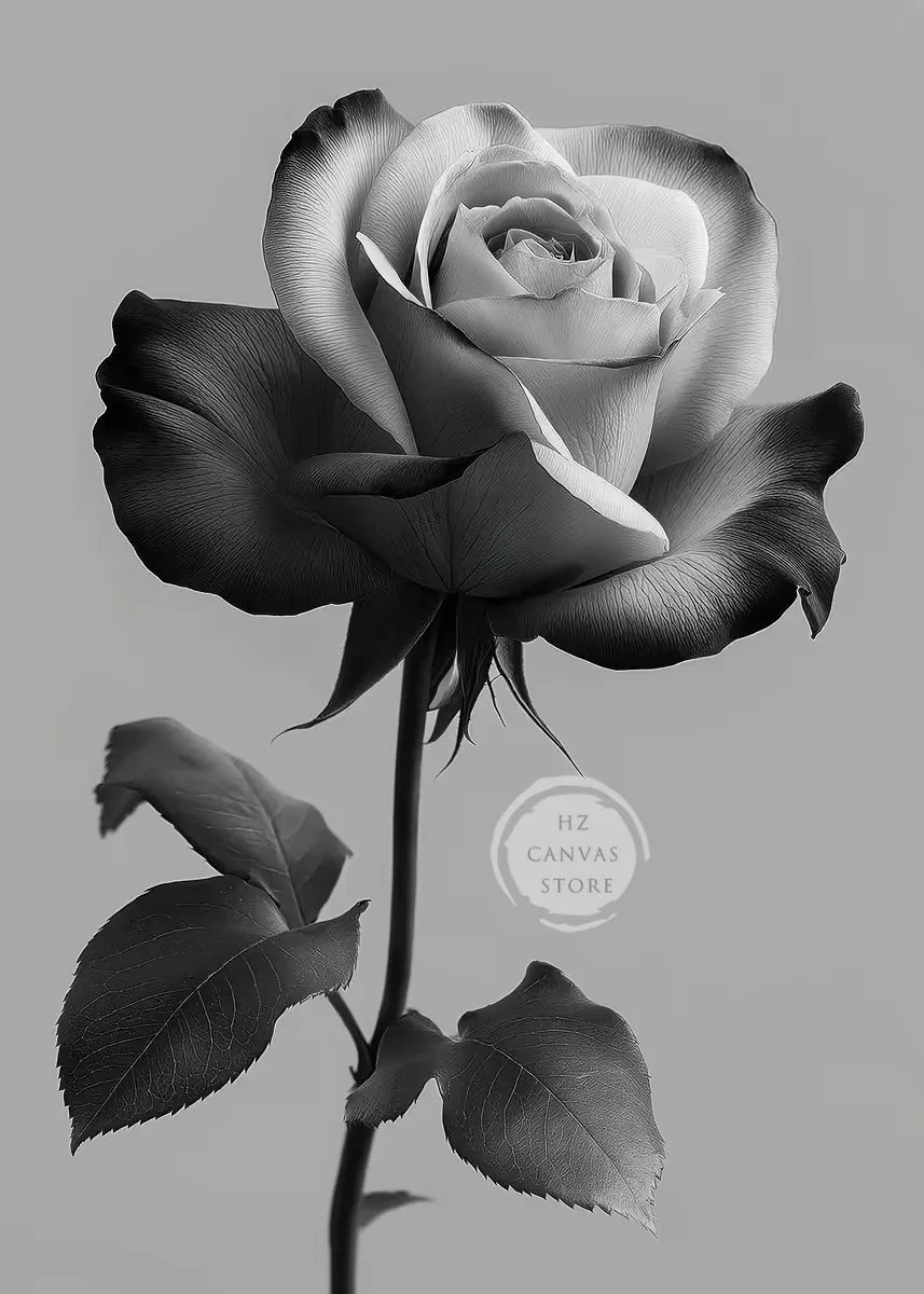 Monochrome Burning Rose & Calla Lily Art