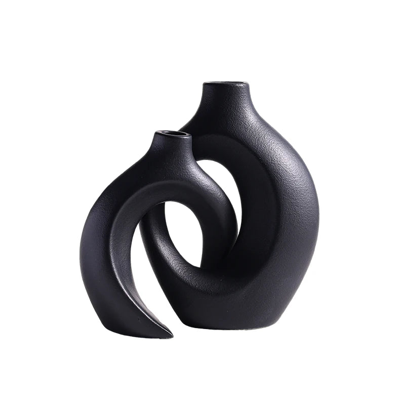 Elegant 2-Piece Ceramic Art Vase Set - Minimalist Home Decor