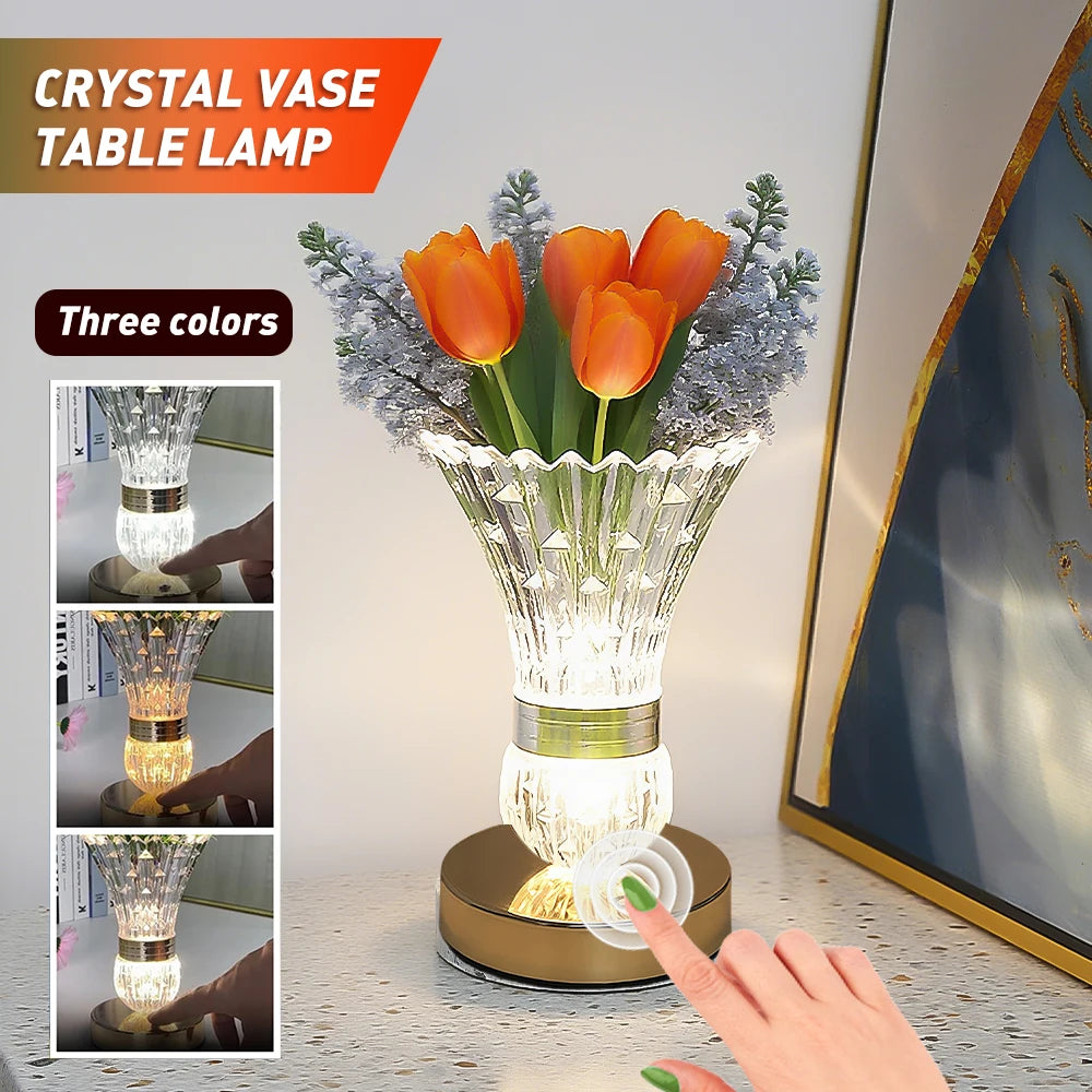 Crystal LED Vase Table Lamp