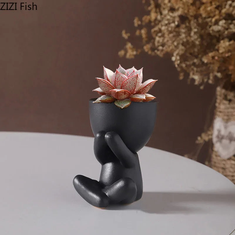 minimalist art figure planter