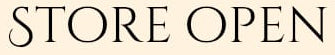 Text 'STORE OPEN' in black on a beige background